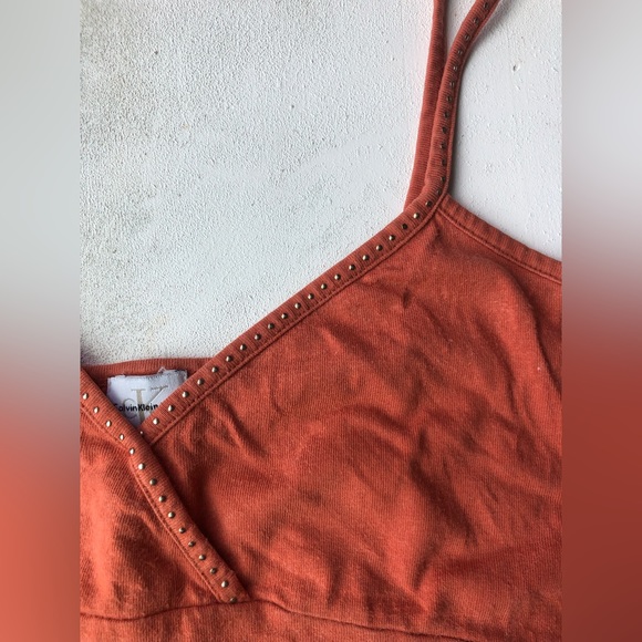 Calvin Klein studded thin strap top - orange. From the 90s - see size and wear - Picture 5 of 6